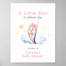 Rosa Little Boo Bow Ghost Baby Shower Välkommen Poster