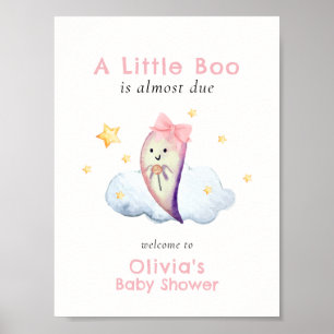 Rosa Little Boo Bow Ghost Baby Shower Välkommen Poster
