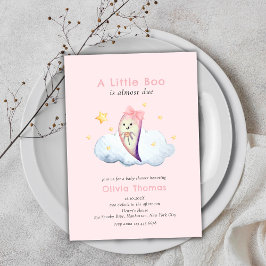 Rosa Little Boo Bow Ghost Girl Shower Inbjudningar