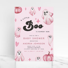 Rosa Little Boo Ghost Baby Shower Inbjudan