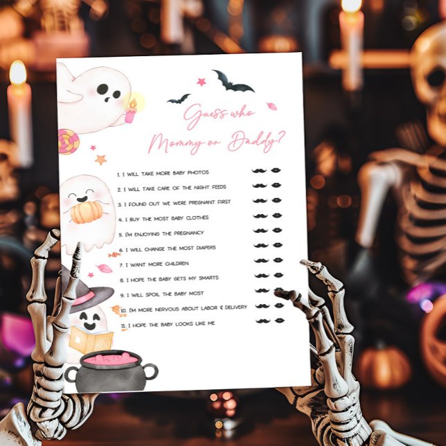 Rosa Little Boo Gissa vem Mamma eller pappa Game (Pink Little Boo Baby Shower Guess who Mommy or Daddy Game)