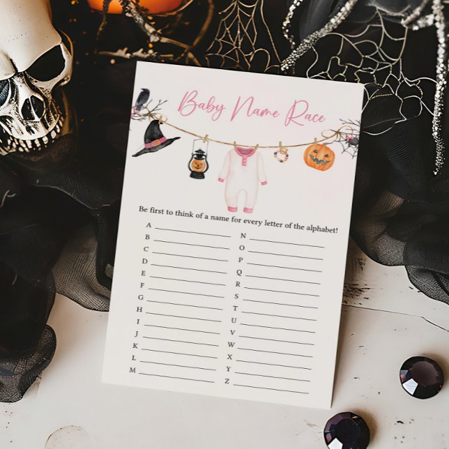 Rosa Little Boo Halloween Baby Namn Tävling Game (Halloween Baby Clothes Baby Shower Baby Name Race Game)