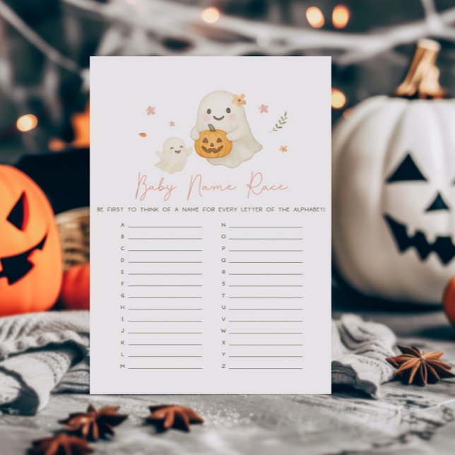 Rosa Little Boo Halloween Baby Namntävling (Pink Halloween Little Boo Baby Shower Baby Name Race Game)