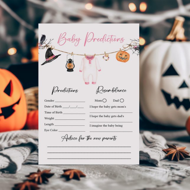 Rosa Little Boo Halloween Baby Predictions Game (Halloween Baby Clothes Baby Shower Baby Predictions Game)