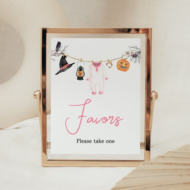 Rosa Little Boo Halloween Baby Shower Favors favor Poster (Halloween Baby Clothes Baby Shower Favors Sign)