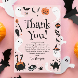 Rosa Little Boo Halloween Baby Shower Flicka Tack Kort