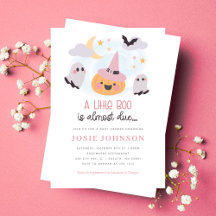 Rosa Little Boo Halloween Baby Shower-inbjudan