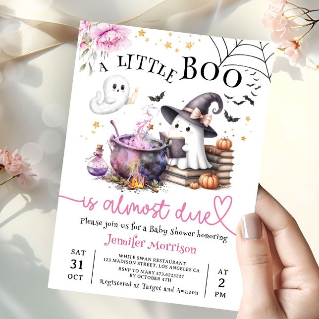Rosa Little Boo Halloween Baby Shower Inbjudningar (Skapare uppladdad)
