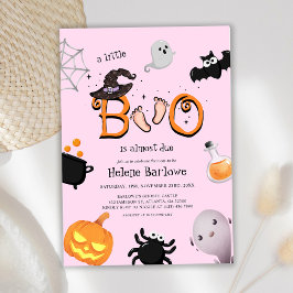Rosa Little Boo Halloween Baby Shower Inbjudningar