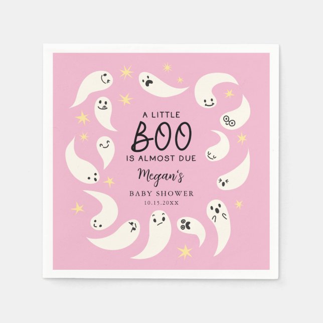 Rosa Little Boo Halloween Baby Shower Pappersservett (Framsidan)