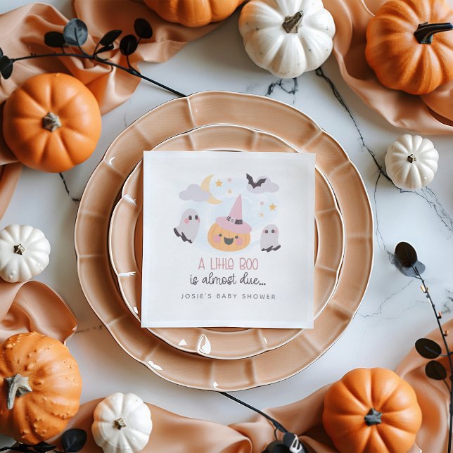 Rosa Little Boo Halloween Baby Shower Party Pappersservett (Pink Little Boo Halloween Baby Shower Party Napkins)