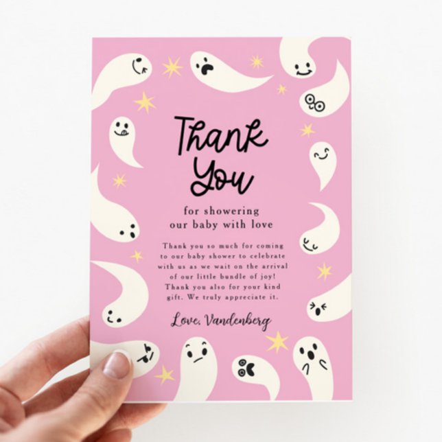 Rosa Little Boo Halloween Baby Shower Tack Kort (Skapare uppladdad)