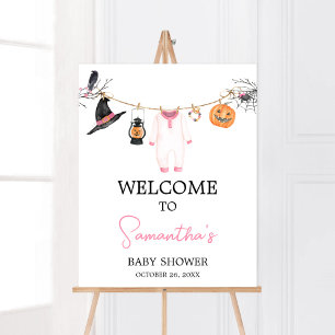 Rosa Little Boo Halloween Baby Shower Välkommen Poster