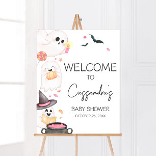 Rosa Little Boo Halloween Baby Shower Välkommen Poster