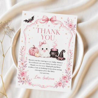 Rosa Little Boo Halloween-barnkalas Tack Kort