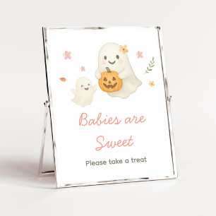 Rosa Little Boo Halloween-bebisar är söta skylt
