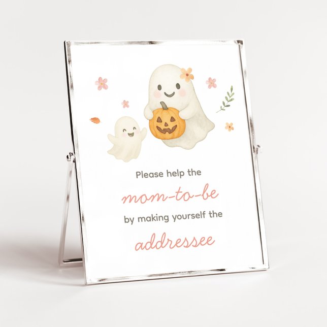Rosa Little Boo Halloween Kuvertstation skylt (Pink Halloween Little Boo Baby Shower Envelope Station Sign)