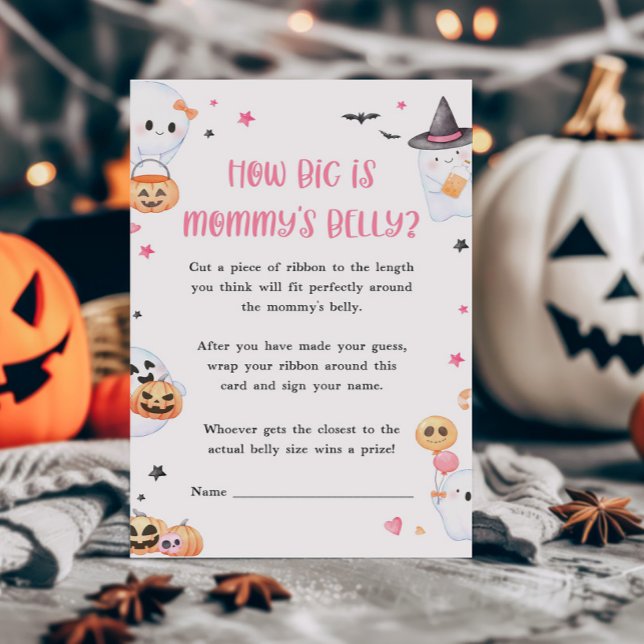 Rosa Little Boo Hur stort är Mommys Belly Game (Baby is Brewing Baby Shower How Big is Mommy's Belly Game)