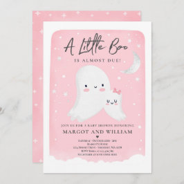 Rosa Little Boo Shower Halloween Ghost Baby Shower Inbjudningar