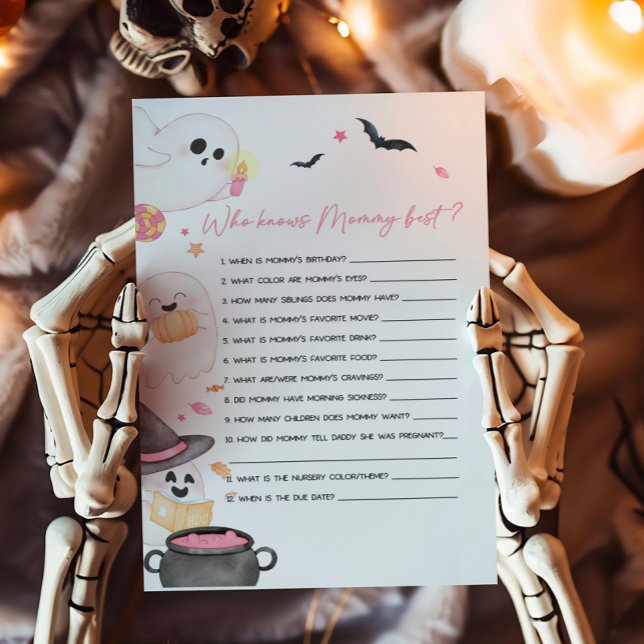 Rosa Little Boo Vem vet Mamma Best Game (Pink Little Boo Baby Shower Who knows Mommy Best Game)