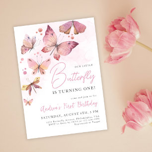 Rosa Little Butterfly håller på att bli en första  Inbjudningar