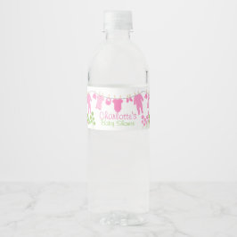 Rosa Little Clothes Baby Shower Vattenflaska Etikett