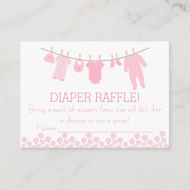 Rosa Little Clothes Diaper Raffle Biljett Tilläggskort (Framsida)