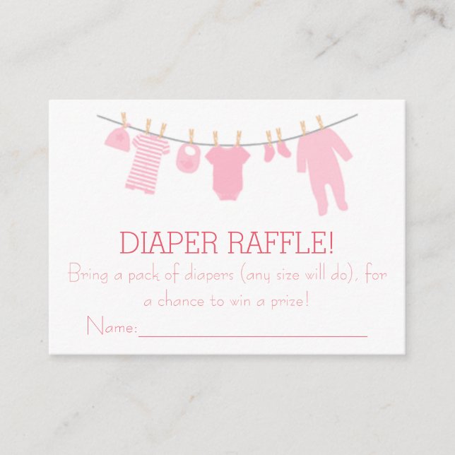 Rosa Little Clothes Diaper Raffle Biljett Tilläggskort (Framsida)