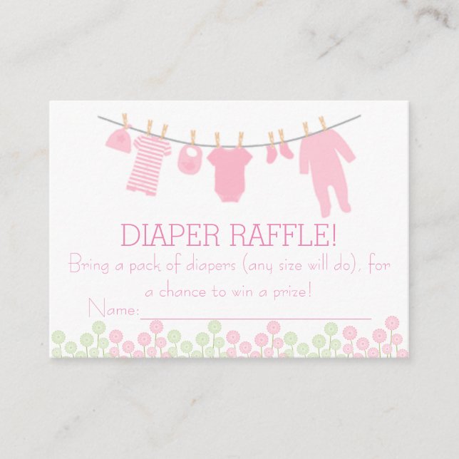 Rosa Little Clothes Diaper Raffle Biljett Tilläggskort (Framsida)