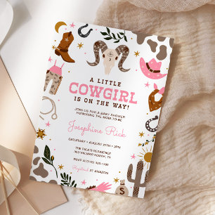 Rosa Little Cowgirl Western Rodeo Baby Shower Inbjudningar