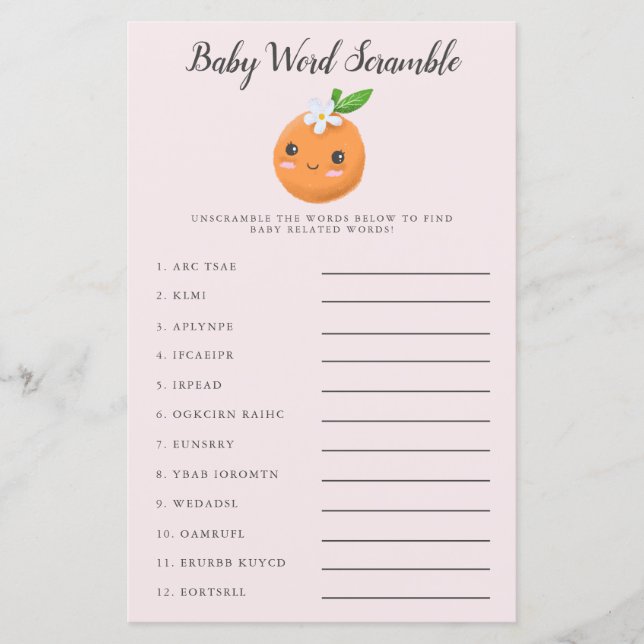 Rosa Little Cutie Baby Ord Scramble Game (Framsida)