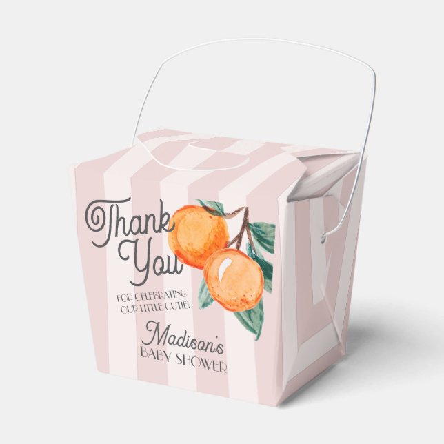 Rosa Little Cutie Citrus Baby Shower Gable Presentaskar (Framsidan Sidan)