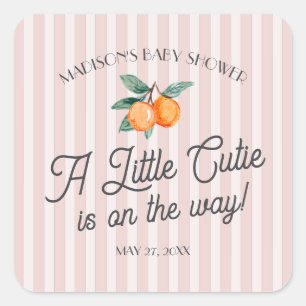 Rosa Little Cutie on the way Baby Shower Kuvert Fyrkantigt Klistermärke