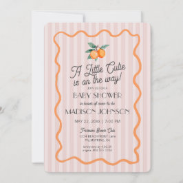Rosa Little Cutie Pastel Citrus Theme Baby Shower Inbjudningar