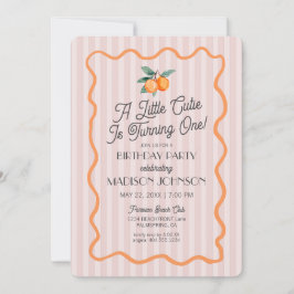 Rosa Little Cutie Pastel Citrus Theme Birthday Inbjudningar