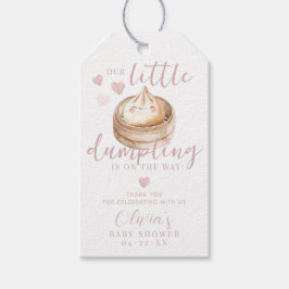 Rosa Little Dumpling Girl Baby Shower Tack Presentetikett