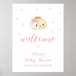 Rosa Little Dumpling Girl Baby Shower Välkommen Poster