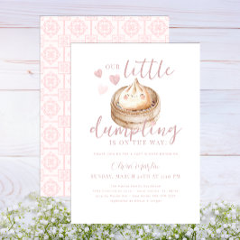 Rosa Little Dumpling Watercolor Baby Shower Inbjudningar