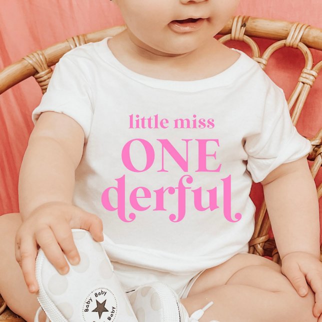 Rosa Little Miss ONEderful 1st First Birthday T Shirt (Skapare uppladdad)
