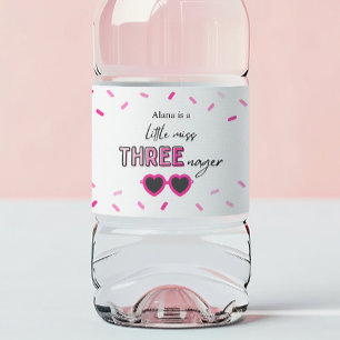 Rosa Little Miss Threenager Vattenflaska Labels Vattenflaskor Etikett