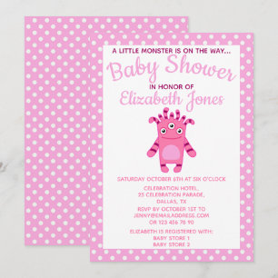 Rosa Little Monster Baby Shower-inbjudan Inbjudningar