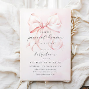 Rosa Little Piece of Heaven Baby Shower Inbjudningar