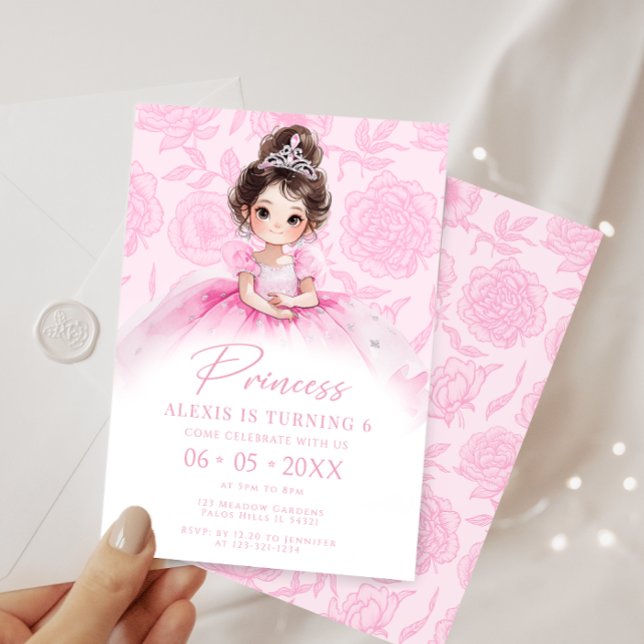 Rosa Little Princess Royal Birthday Girl Inbjudningar (Skapare uppladdad)
