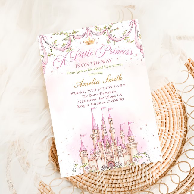 Rosa Little Princess Royal Castle Baby Shower Inbjudningar (Skapare uppladdad)