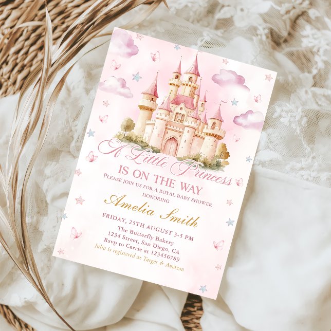 Rosa Little Princess Royal Castle Baby Shower Inbjudningar (Skapare uppladdad)
