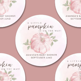 Rosa Little Pumpkin Autumn Fall Baby Shower Runt Klistermärke