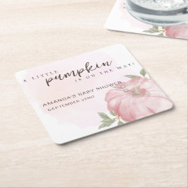 Rosa Little Pumpkin Autumn Fall Baby Shower Underlägg Papper Kvadrat