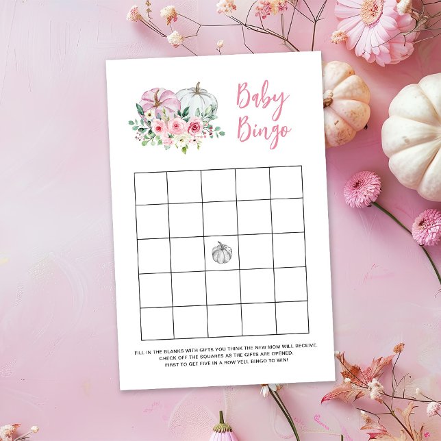 Rosa Little Pumpkin Baby Bingo Game Card (Skapare uppladdad)