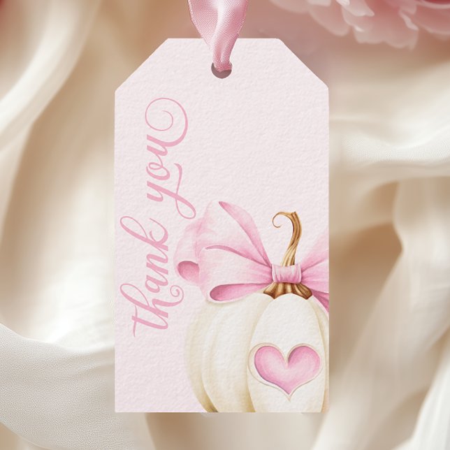 Rosa Little Pumpkin Baby Shower Favor Presentetikett (Skapare uppladdad)