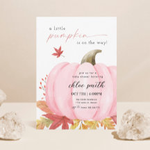 Rosa Little Pumpkin Baby Shower-inbjudan